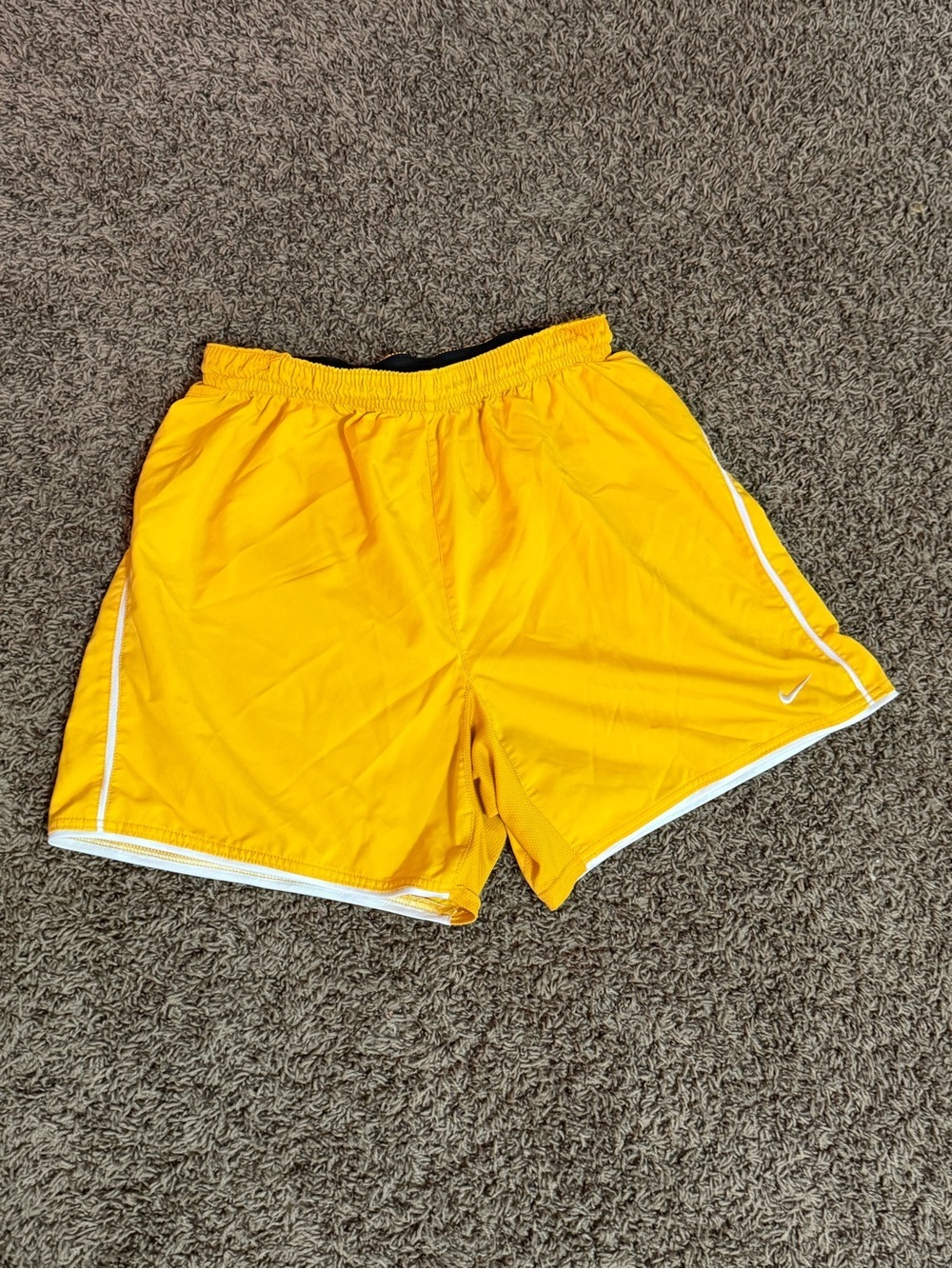 Nike Men’s Bright Yellow Athletic Shorts with White Trim